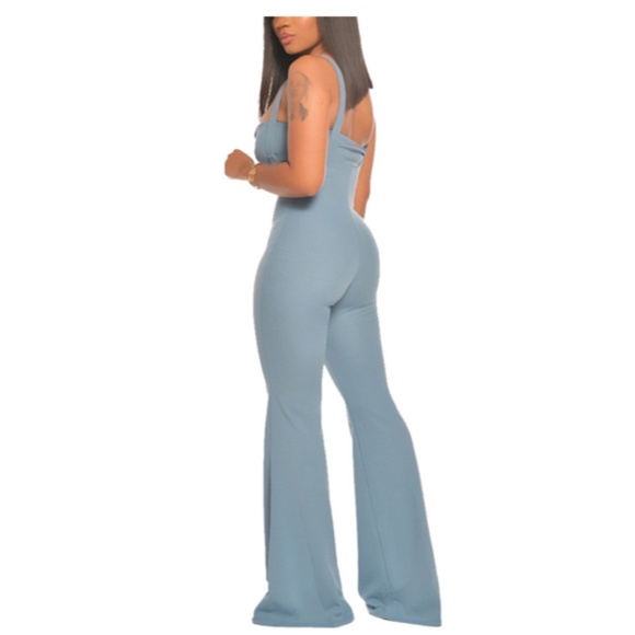 NEW! Designer Pewter Blue 2 Pc Jumpsuit Co-Ord Set - Picture 2 of 6